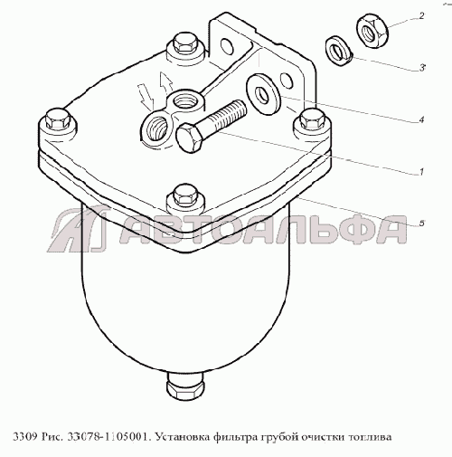 Установка фильтра грубой очистки топлива ГАЗ-3309 (Евро 2)